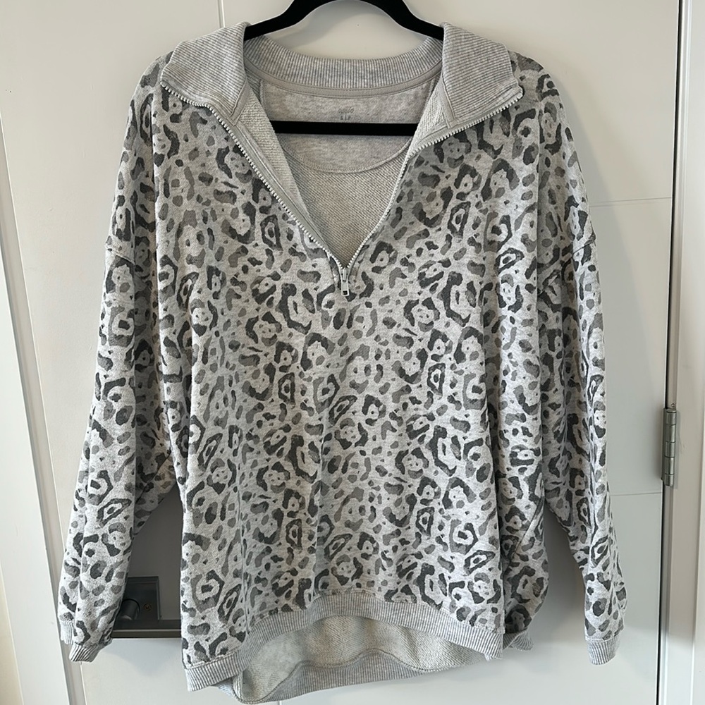 Aerie Leopard Oversized 1/4 Zip
